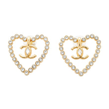 Load image into Gallery viewer, CHANEL Heart motif EarringsAB9926 Metal strass
