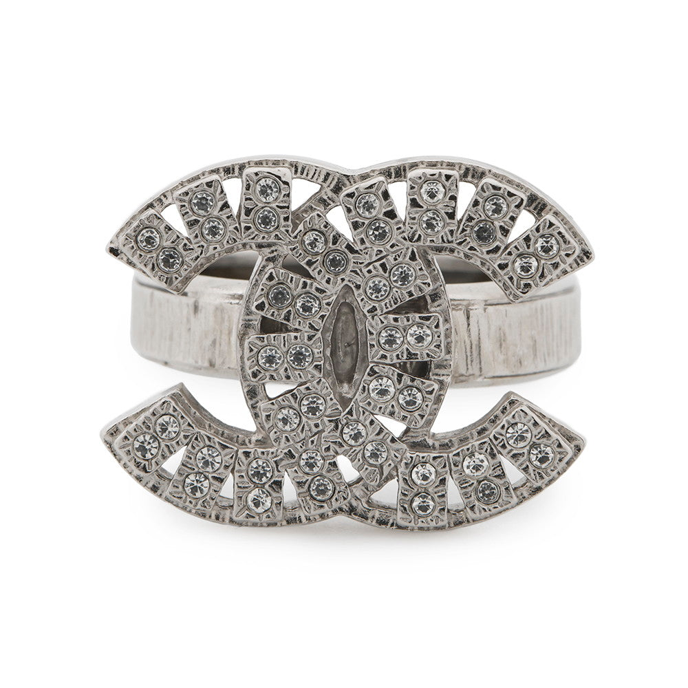 CHANEL CC Logo Ring Size Approximately13 Metal strass