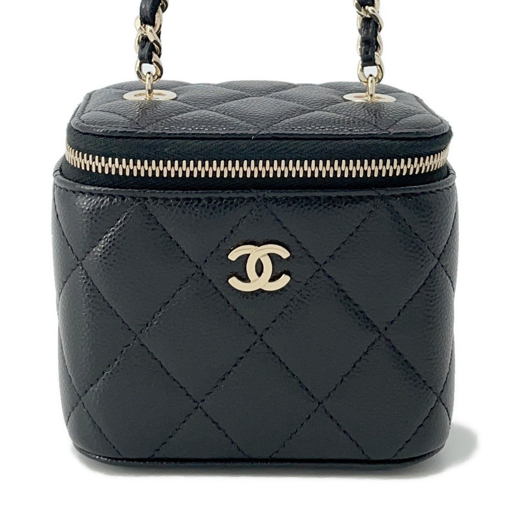 CHANEL Matelasse Vanity ChainShoulder Bag BlackAP1340 Caviar Leather Size Mini