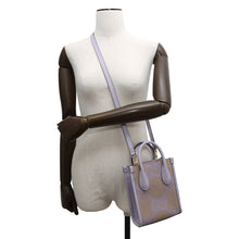 将图像加载到图库查看器中，GUCCI Jumbo GG 2-Way Tote Bag Purple/Beige671623 Leather Canvas Size Mini
