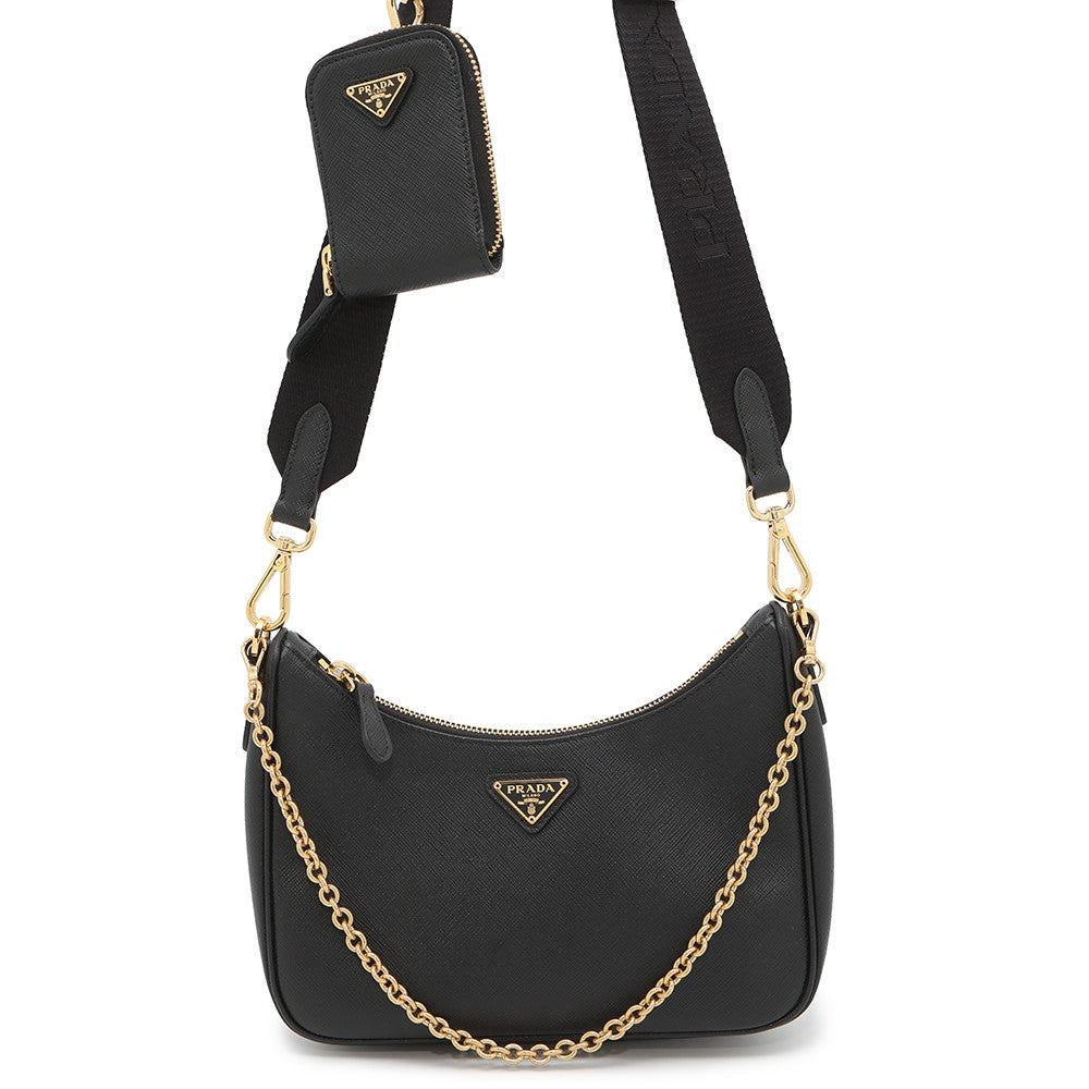 PRADA Saffiano Leather Re-Edition 2005 Black1BH204 Leather