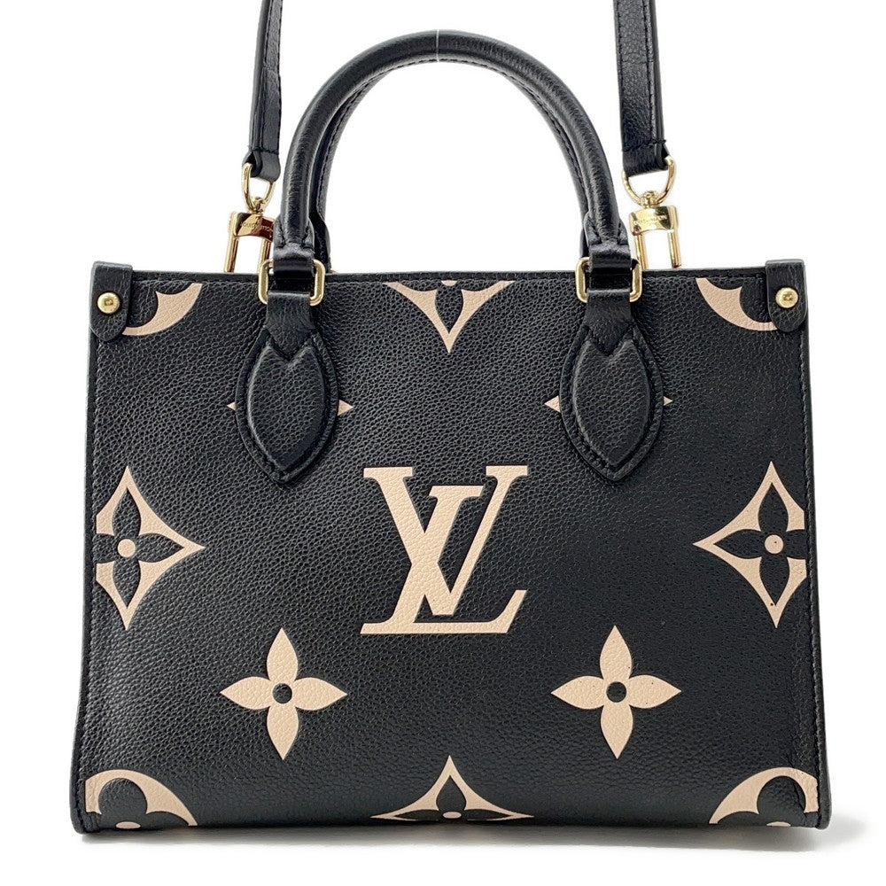 LOUIS VUITTON ★Onthego Noir/BeigeM45659 Bicolor Monogram Empreinte Leather Size PM