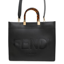 Load image into Gallery viewer, FENDI Sunshine Tote Bag Black8BH386 Calf Leather Size Medium

