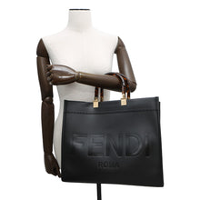 Load image into Gallery viewer, FENDI Sunshine Tote Bag Black8BH386 Calf Leather Size Medium
