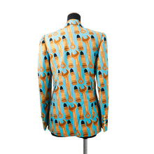 Load image into Gallery viewer, GUCCI Lipstick &amp; Tool Print Jacket Size 38 Light Blue/Brown740422 Rayon98% Silk2%

