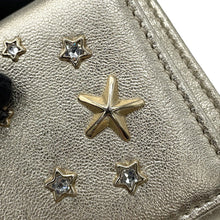 将图像加载到图库查看器中，JIMMY CHOO Nemo Crystal Star Studded Tri-fold Wallet Light GoldNEMOAUR MetalicNappa Leather
