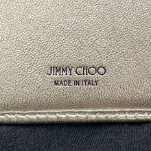将图像加载到图库查看器中，JIMMY CHOO Nemo Crystal Star Studded Tri-fold Wallet Light GoldNEMOAUR MetalicNappa Leather

