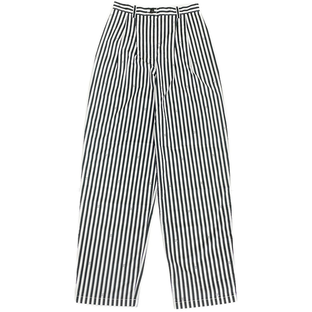 CHANEL Coco Beach Striped Pants Size 34 Black/WhiteP76233 Cotton 97% Polyurethane 3%