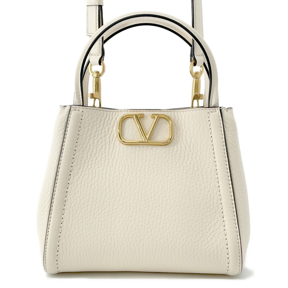 Valentino Garavani All Time 2WAY Handbag Ivory5W2B0Q26IMZ Grained Calf Leather Size Small