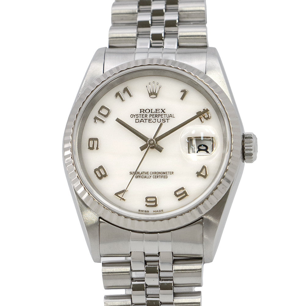 ROLEX Datejust W36mm Stainless Steel K18WG White Shell Dial16234NA
