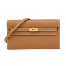 Load image into Gallery viewer, HERMES Kelly wallet long to go Gold Evercolor
