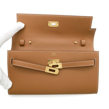 Load image into Gallery viewer, HERMES Kelly wallet long to go Gold Evercolor
