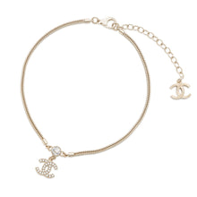 Load image into Gallery viewer, CHANEL CC Logo Necklace ChokerABE544 Rhinestone Gold Plated
