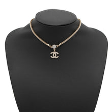 Load image into Gallery viewer, CHANEL CC Logo Necklace ChokerABE544 Rhinestone Gold Plated
