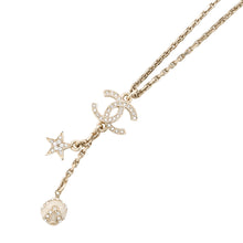 Load image into Gallery viewer, CHANEL CC Logo Star Motif NecklaceABC119 Rhinestone Gold Plated
