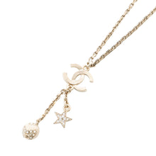 Load image into Gallery viewer, CHANEL CC Logo Star Motif NecklaceABC119 Rhinestone Gold Plated
