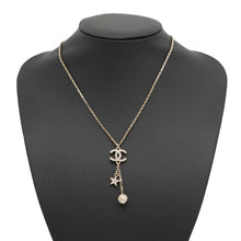 Load image into Gallery viewer, CHANEL CC Logo Star Motif NecklaceABC119 Rhinestone Gold Plated
