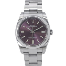 将图像加载到图库查看器中，ROLEX Oyster Perpetual W36mm Stainless Steel Red Grape Dial116000
