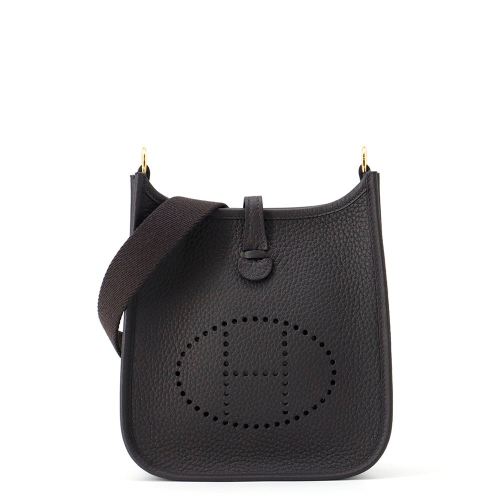 HERMES Evelyne Long Pull Noir Taurillon Clemence Size TPM