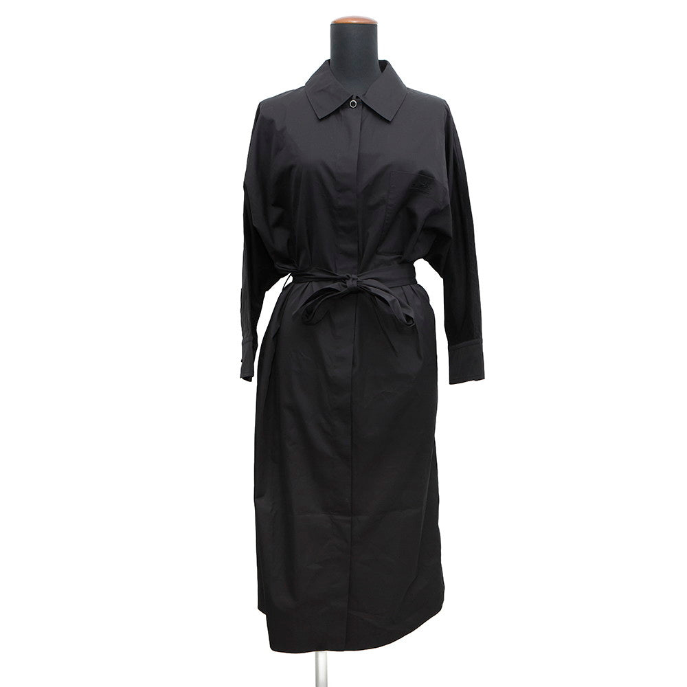 HERMES Shirt dress One piece Size Chronomat 44 Black Cotton100%