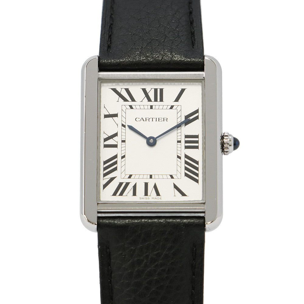 CARTIER Tank Solo LM H34.8mm×W27.4mm Stainless Steel Leather Silver DialWSTA0028
