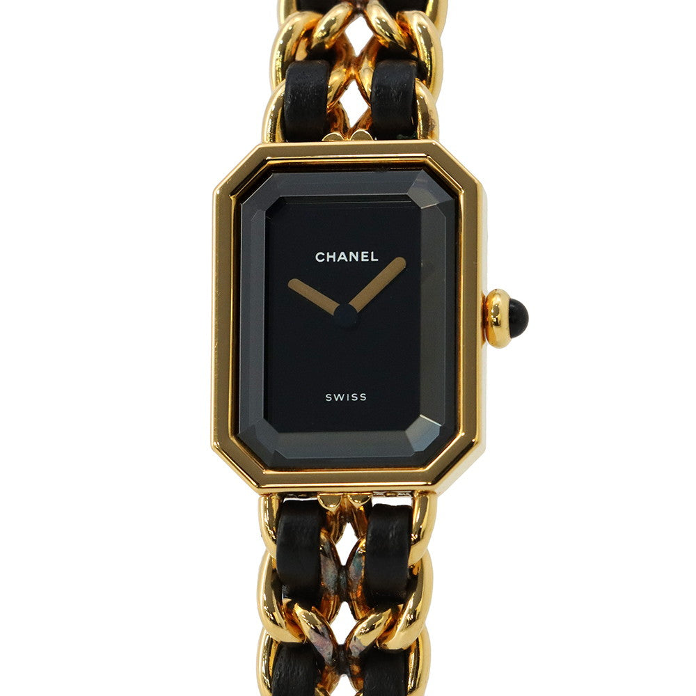 CHANEL Premiere W20mm×H26ｍｍ Gold Plated Leather Black DialH0001