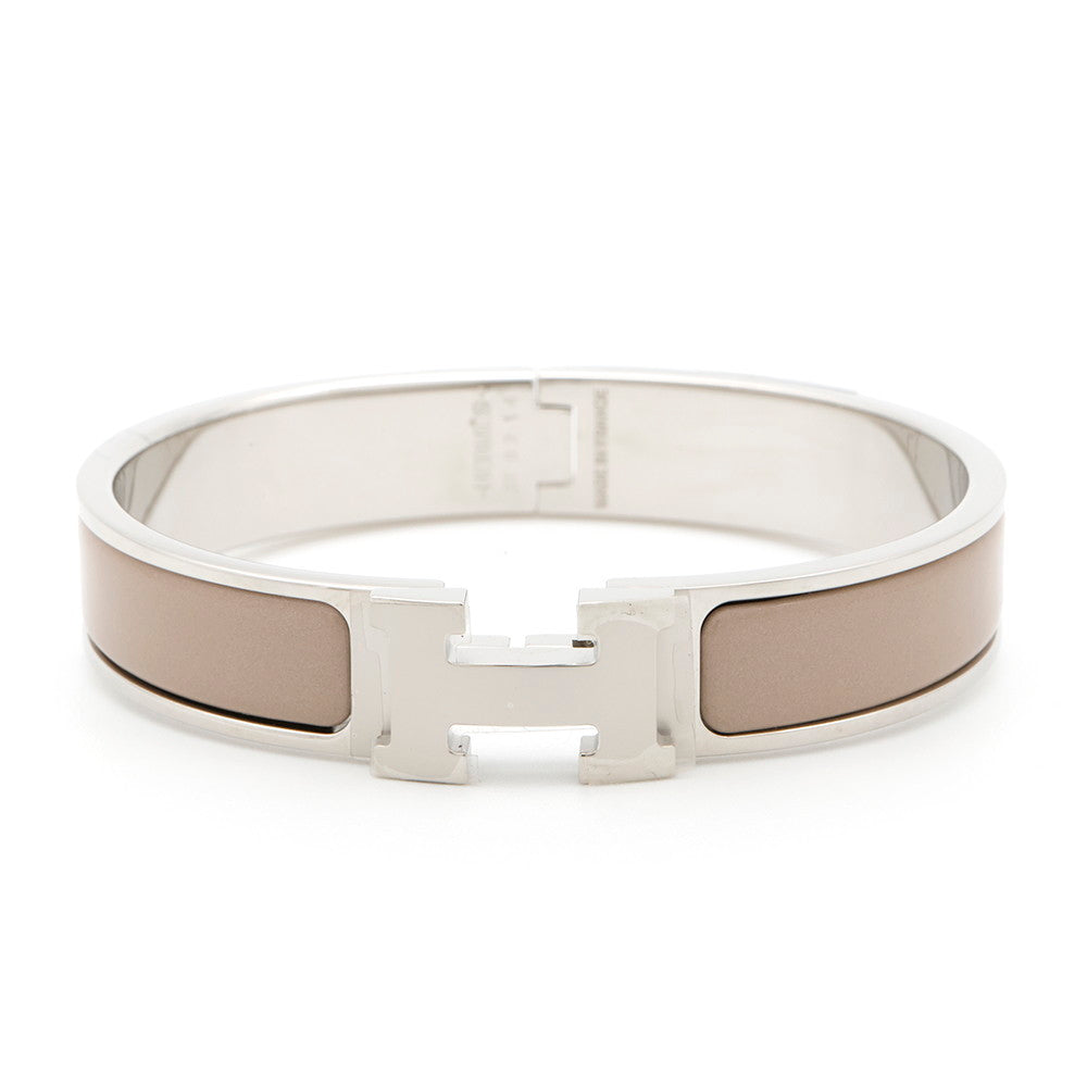 HERMES Clic H Size PM Beige Metal Enamel