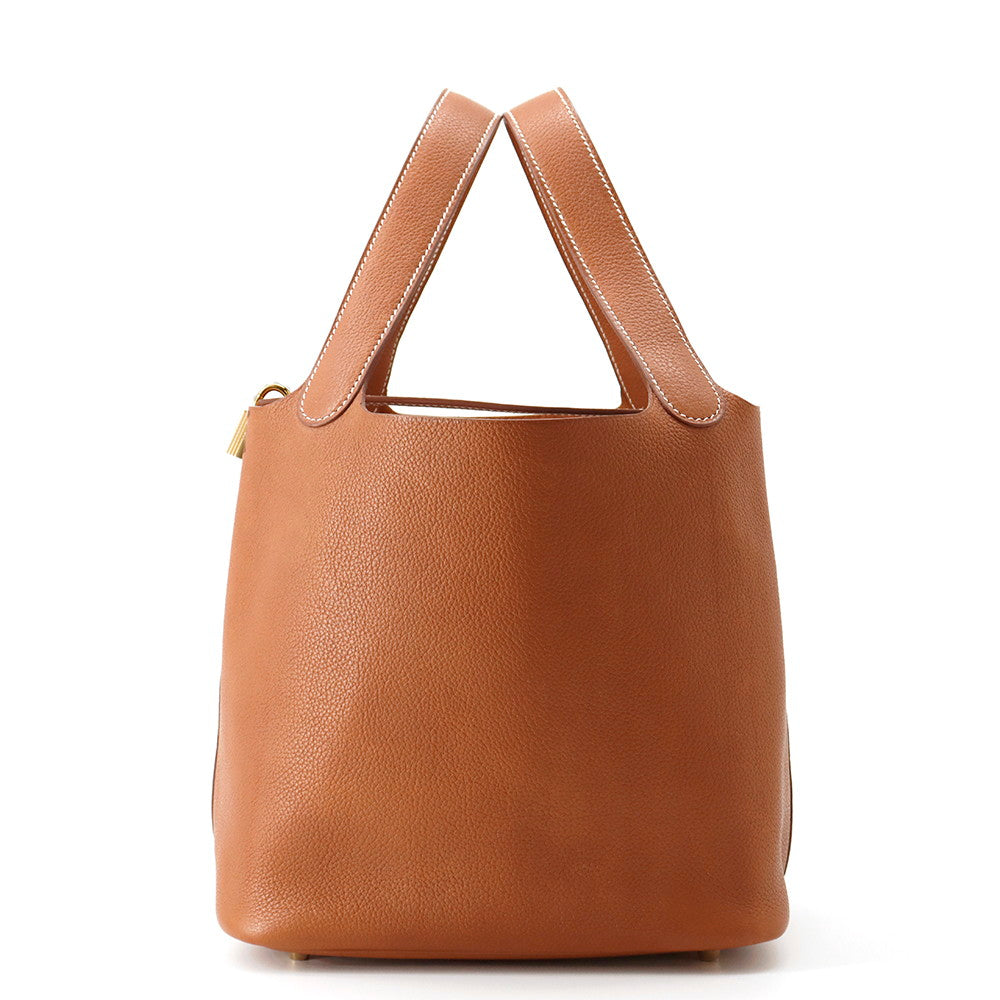 HERMES Picotin Lock Fauve Barenia Leather Fauve Size MM