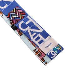 Load image into Gallery viewer, CHANEL Twilly Scarf all-over pattern Blue/Pink/Multicolor Silk100%
