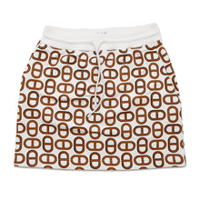 将图像加载到图库查看器中，HERMES Chaine d&#39;Ancre Mini Skirt Size 38 White/Brown Cotton100%
