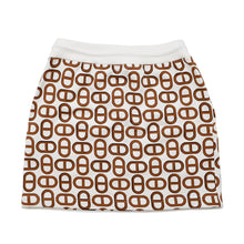 将图像加载到图库查看器中，HERMES Chaine d&#39;Ancre Mini Skirt Size 38 White/Brown Cotton100%
