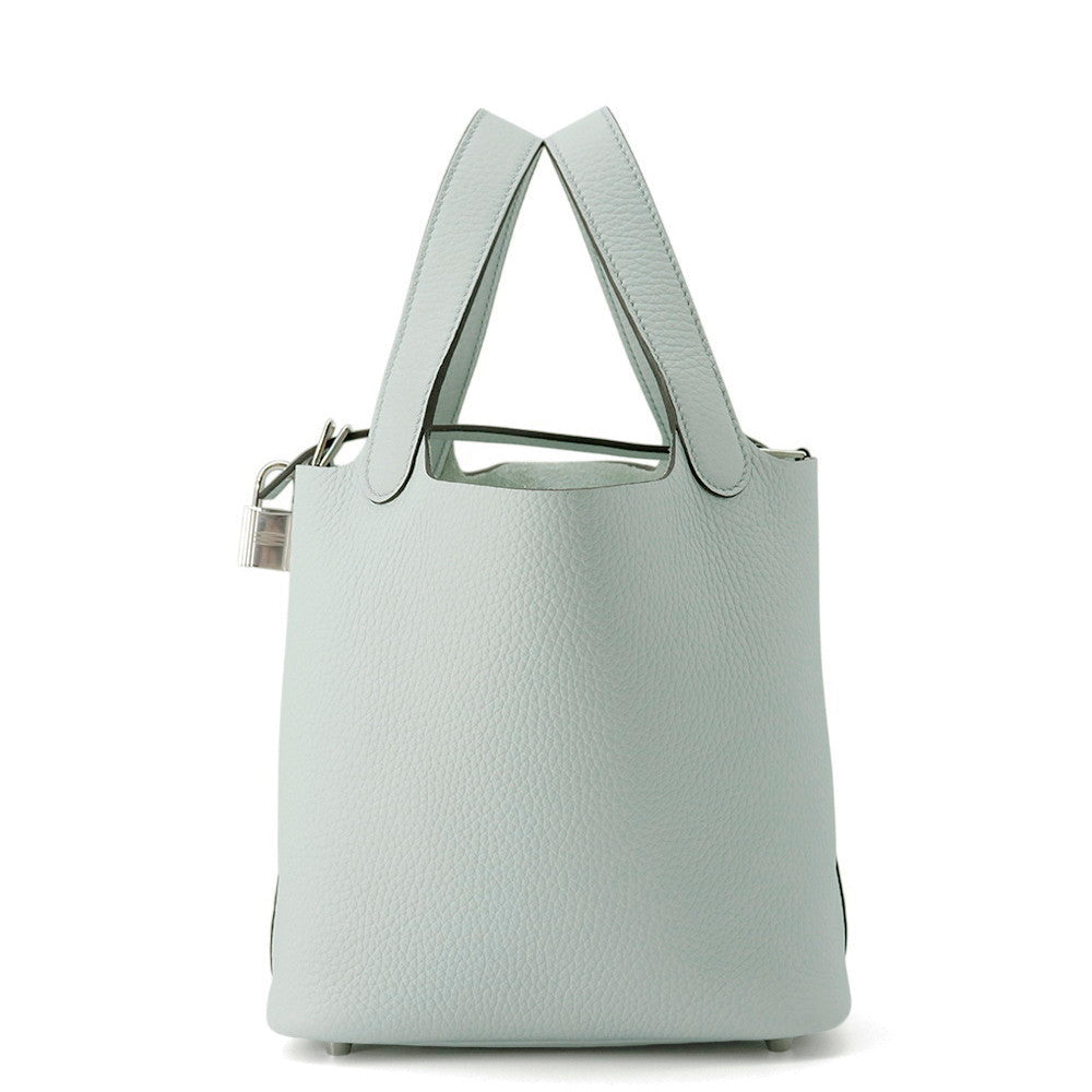 HERMES Picotin Lock Blue Pale Taurillon Clemence Size PM