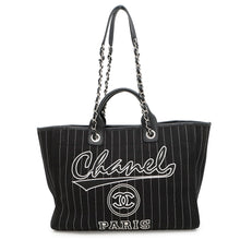 将图像加载到图库查看器中，CHANEL Deauville 2WAY ChainTote Bag Black/WhiteA66941 Canvas Leather Size MM
