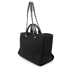将图像加载到图库查看器中，CHANEL Deauville 2WAY ChainTote Bag Black/WhiteA66941 Canvas Leather Size MM
