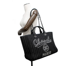 将图像加载到图库查看器中，CHANEL Deauville 2WAY ChainTote Bag Black/WhiteA66941 Canvas Leather Size MM
