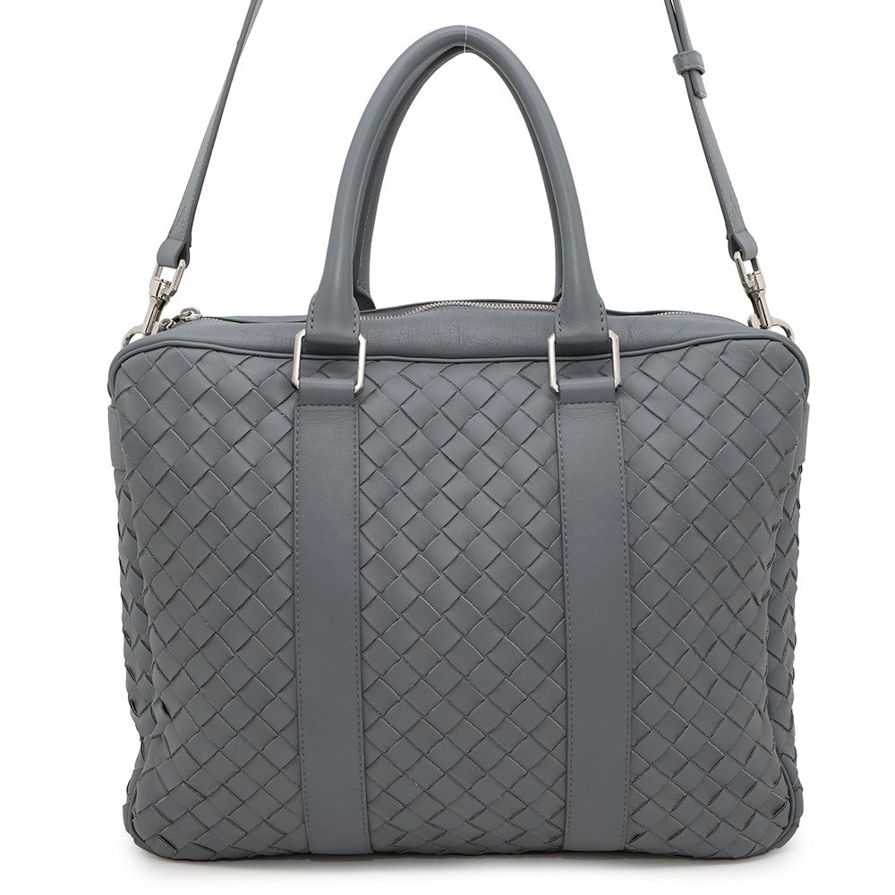 Bottega Veneta INTRECCIATO 2WAY Business Bag Gray Leather