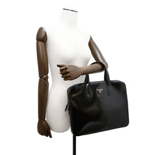 将图像加载到图库查看器中，PRADA 2WAY business bag Black2VE368 BrushedLeather
