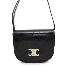 将图像加载到图库查看器中，CELINE Busas Shoulder Bag Black114453 Croco embossed leather Size Medium
