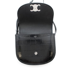 将图像加载到图库查看器中，CELINE Busas Shoulder Bag Black114453 Croco embossed leather Size Medium
