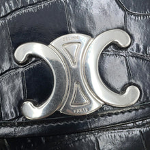 将图像加载到图库查看器中，CELINE Busas Shoulder Bag Black114453 Croco embossed leather Size Medium
