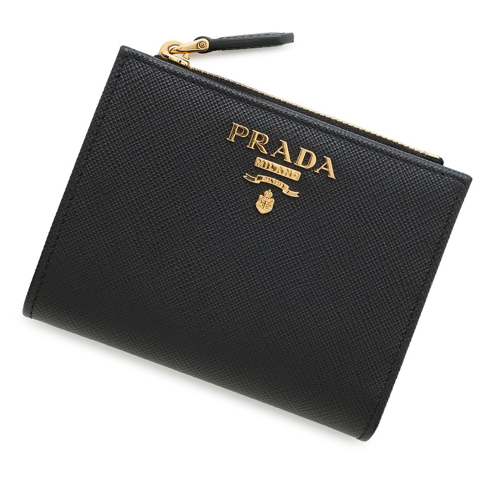 PRADA Saffiano LeatherMulticolor Bifold Wallet Black/Pale pink1ML050 Leather