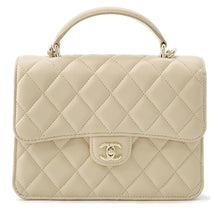 Load image into Gallery viewer, CHANEL Matelasse Top Handle Mini Chain Backpack Beige Lambskin
