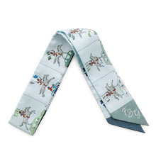 将图像加载到图库查看器中，HERMES Twilly HERMES Parade Hermes Parade Blue Gacier/Vert Amond/Gold Silk100%
