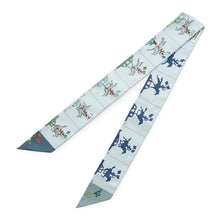 将图像加载到图库查看器中，HERMES Twilly HERMES Parade Hermes Parade Blue Gacier/Vert Amond/Gold Silk100%
