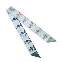 将图像加载到图库查看器中，HERMES Twilly HERMES Parade Hermes Parade Blue Gacier/Vert Amond/Gold Silk100%
