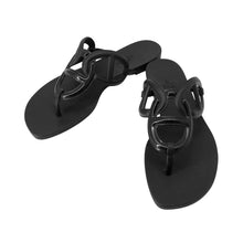 将图像加载到图库查看器中，HERMES Egeri Sandals Black Rubber Size 36
