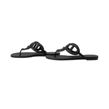 将图像加载到图库查看器中，HERMES Egeri Sandals Black Rubber Size 36
