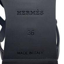 将图像加载到图库查看器中，HERMES Egeri Sandals Black Rubber Size 36
