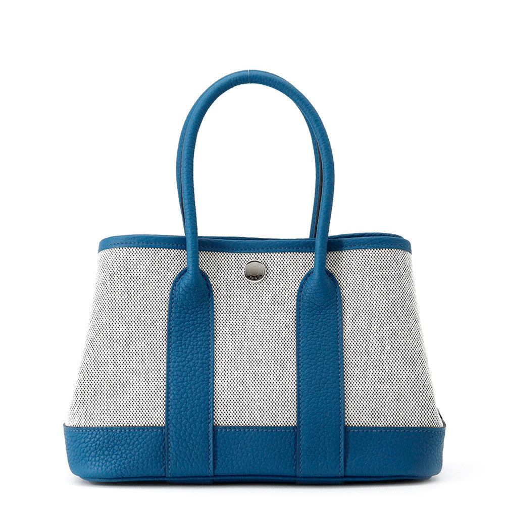 HERMES Neo Garden Blue Outremer/Ecru Toile H Viking Negonda Leather Size 23