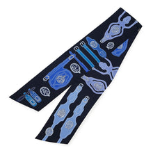 Load image into Gallery viewer, HERMES Maxi Twilly Belt Black/Blue Silk100%
